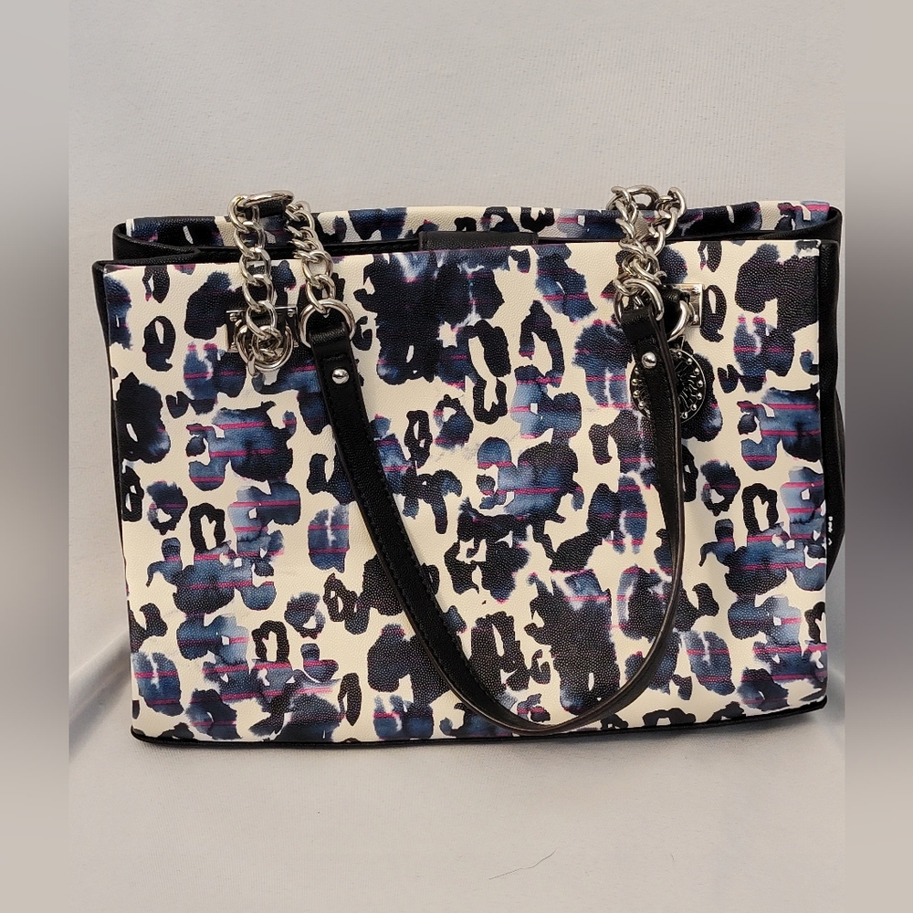 Anne Klein Tote with Black and Purple Design